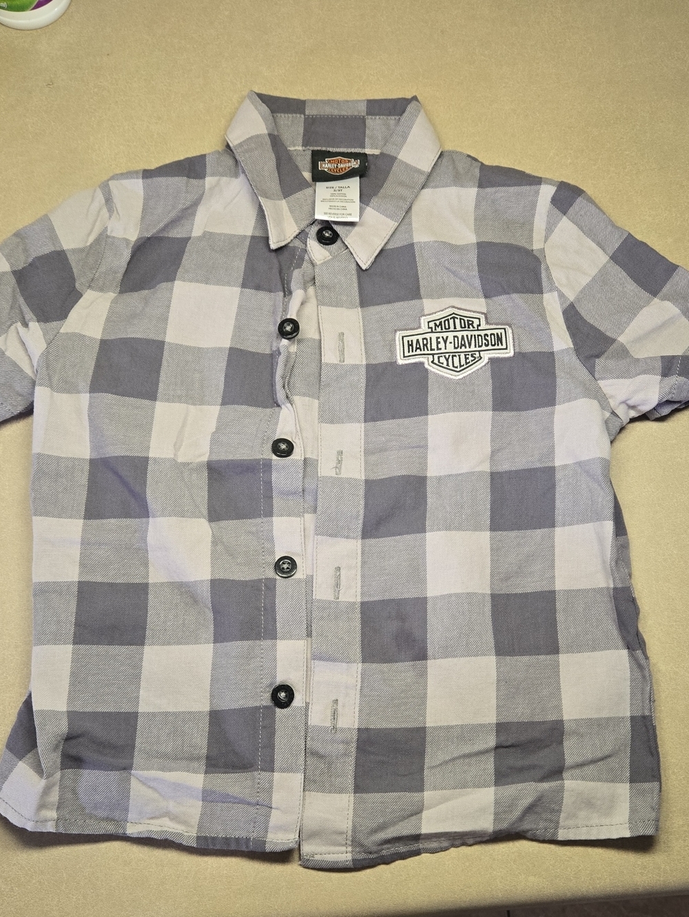 Harley-Davidson Boys Gray & White Plaid Button-Down Shirt